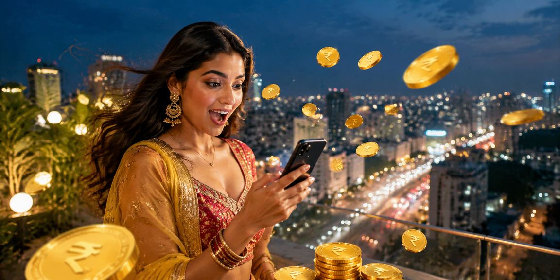 Mobile game player enjoying Andar Bahar during a festival